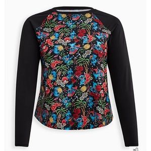 Torrid Disney Lilo and Stitch Print Rash Guard Layering Swim Shirt